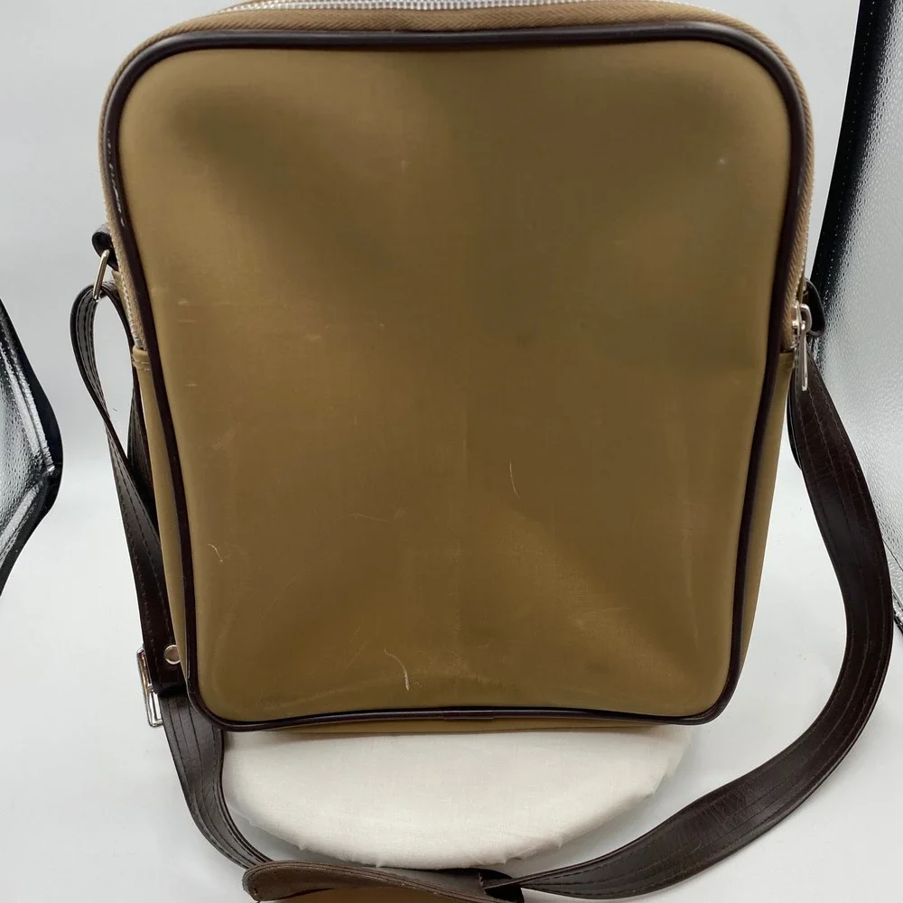 Vtg World Way Tan Brown Crossbody Flight Messenger Bag Travel Retro Gear *Read
